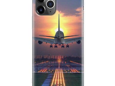 Super Airbus A380 Landing During Sunset Printed iPhone Cases For Cheap